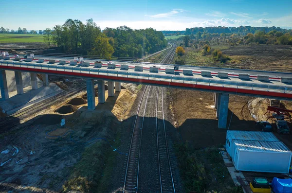 New road construction site aerial view — Stock Photo, Image