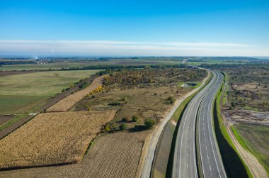 Yeni yol inşaat site havadan görünümü