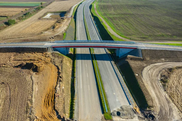 New road construction site aerial view — Stock Photo, Image