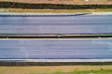 Yeni yol inşaat site havadan görünümü