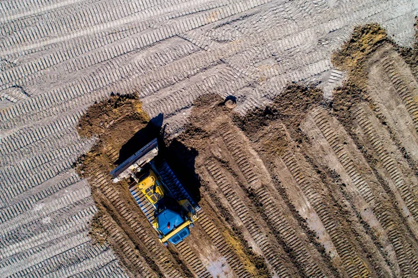 Nova vista aérea do estaleiro de construção de estradas — Fotografia de Stock