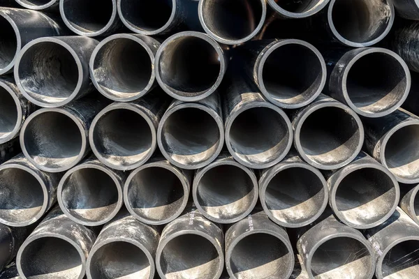 Silver sewage pipes — Stock Photo, Image