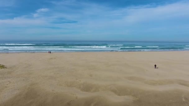 Olas que se estrellan en el paso elevado del dron de la playa — Vídeos de Stock