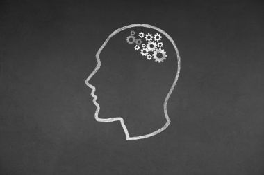 İnsan kafası kavram çizim Blackboard doku