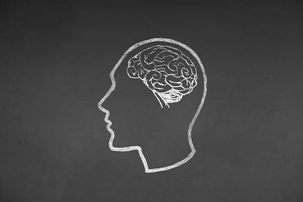 Ανθρώπινο κεφάλι έννοια σχεδίου για την υφή του μαυροπίνακα — Φωτογραφία Αρχείου