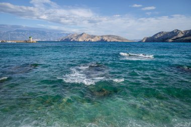 Bescanuova, deniz manzara, Krk. Hırvatistan Adası