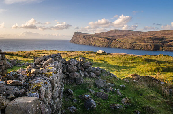 Cliffs, isle of skye, Scotland landscape. Great Britain