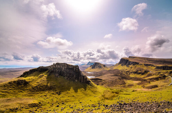 Isle of skye, Quiraing mountain, Scotland scenic landscape. Great Britain