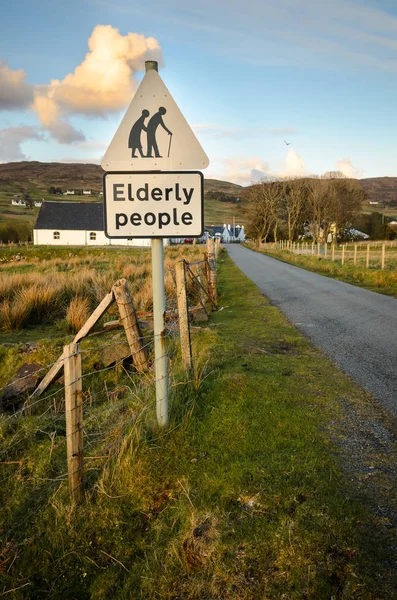 Road attention sign, Elderly people. Scotland, Great Britain