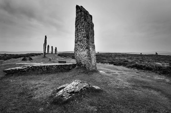 Orkney Islands Scottish monolith black and white , Scottish land