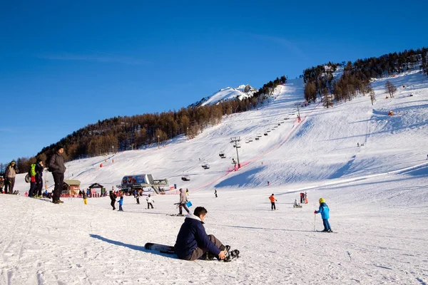 Montgenevre Stazione Sciistica Invernale Sciistica Snowboard Francia Destinazione Vacanze Settimana — Foto Stock