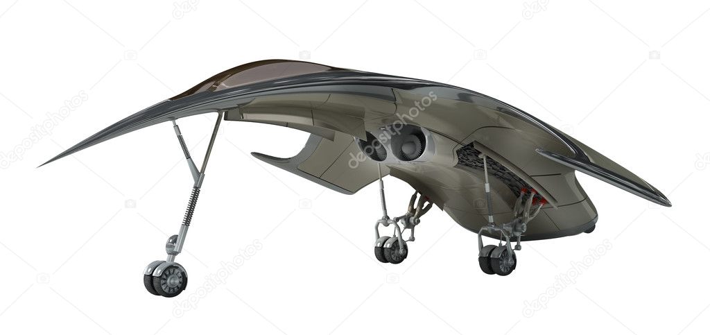 3D illustration of futuristic jet aircraft 