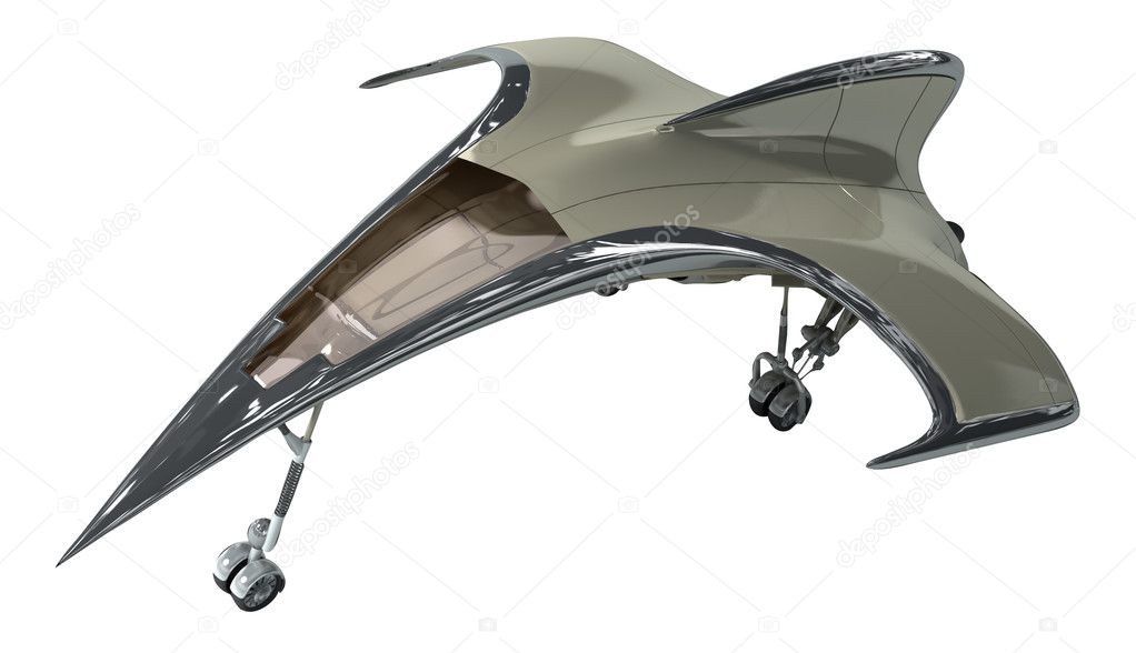 3D illustration of futuristic jet aircraft 