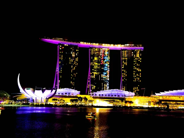 Singapore - 6 mei 2017: Panorama over de baai van Marina — Stockfoto