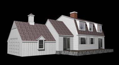 3d ev illüstrasyon izole siyah