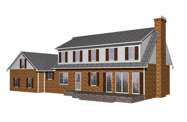 Ilustração da casa 3D em um fundo branco — Fotografia de Stock