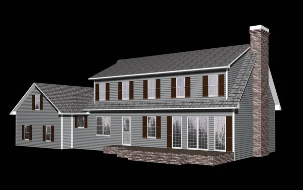 3D huis illustratie geïsoleerd op zwart — Stockfoto
