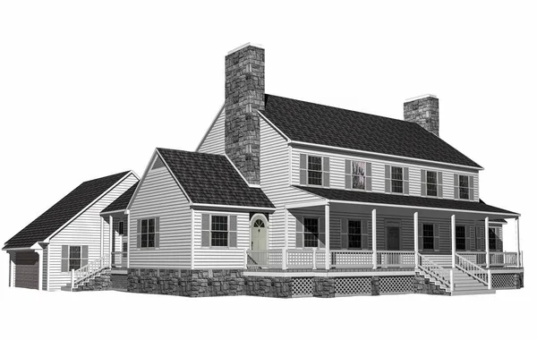 3D dom ilustracja na białym tle — Zdjęcie stockowe
