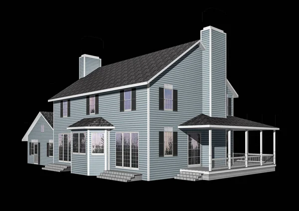 Ilustração 3D House isolado em preto — Fotografia de Stock
