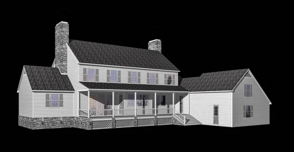 3D huis illustratie geïsoleerd op zwart — Stockfoto