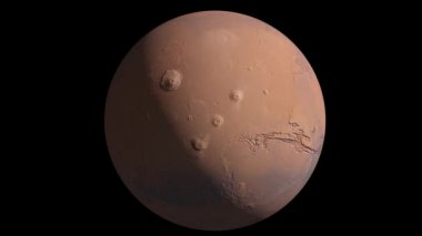 Mars Gezegeni 4 K uzay arkaplanı için yavaş çekimde tam bir döngü oluşturuyor.