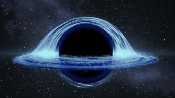 Pętla Modelu Blackhole Orbitującym Dyskiem Akrecyjnym Widzianym Góry Gwiezdnym Polu — Wideo stockowe