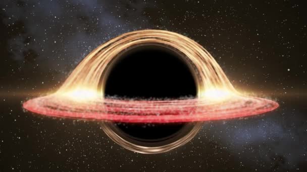 Pętla Modelu Czarnej Dziury Dyskiem Akrecyjnym Widzianym Góry Gwiezdnym Polu — Wideo stockowe