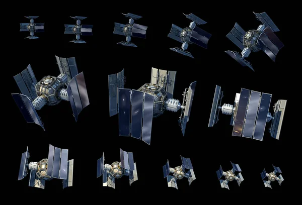 具有截断路径的无人航天器或卫星轨道器 — 图库照片