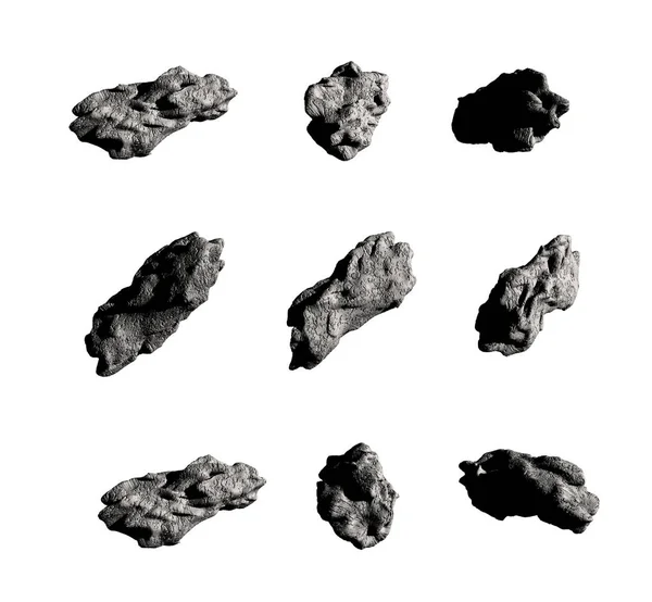 Набор метеоритов или астероидов — стоковое фото