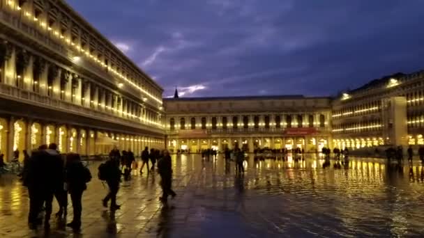 Venecia Italia Diciembre 2019 Vista Nocturna Con Personas Caminando Una — Vídeo de stock