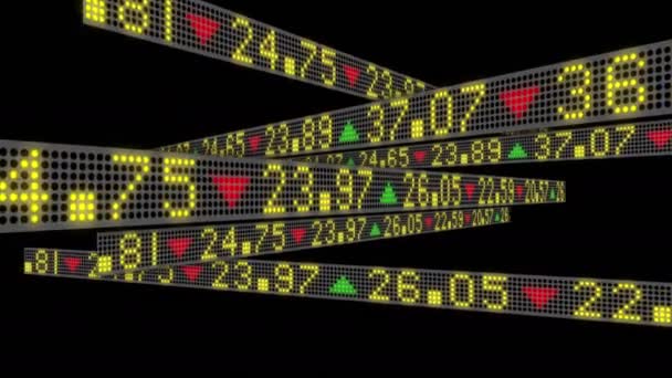 4K股票市场崩溃的概念 其特点是在板上滑动 溶解和平行线 — 图库视频影像