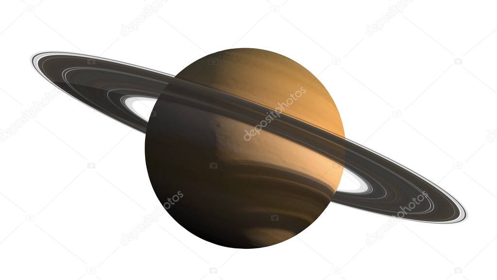 3D rendering of planet Saturn with detailed rings close-up and the clipping path included in the illustration, for space exploration backgrounds. Elements of this image furnished by NASA.