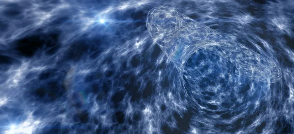 Ілюстрація Хробака Міжзоряних Подорожей Галактиками Зірками Синьому Силовому Полі — стокове фото