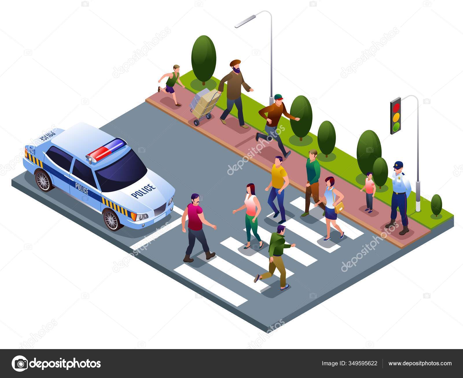 3D Isometric Flat Vector Conceptual Illustration Of Pedestrian