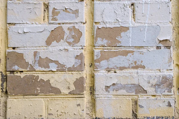 Fragment Old Brick Wall Dried Peeling Light Paint Abstract Urban — Stock Photo, Image