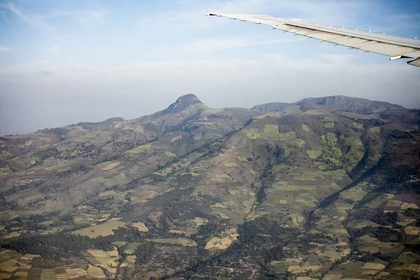 Vista Aérea Granjas Montañas Etiopía Tomadas Avión — Foto de Stock
