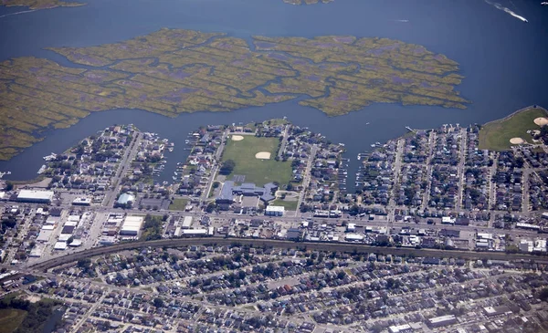 Letecký Pohled Okolí Parku Ostrov Long Islandu New York — Stock fotografie