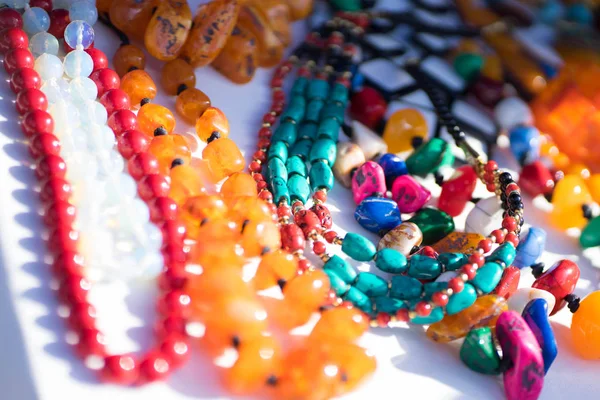 Multi-colored stone beads for women — Stock Photo, Image
