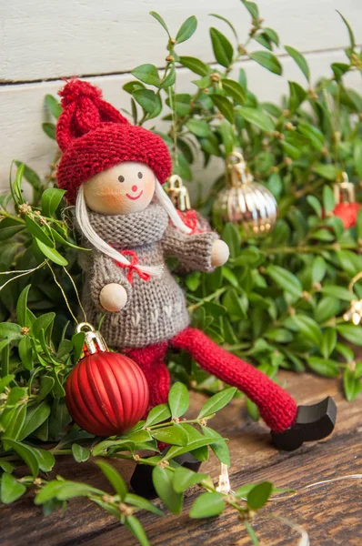 Enanos Con Sombrero Rojo Mercado Navidad Aire Libre Una Atracción — Foto de Stock