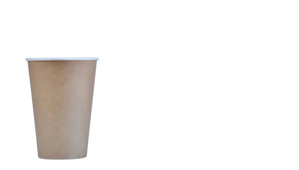 Grande Copo Papel Descartável Para Chá Café Fundo Branco — Fotografia de Stock