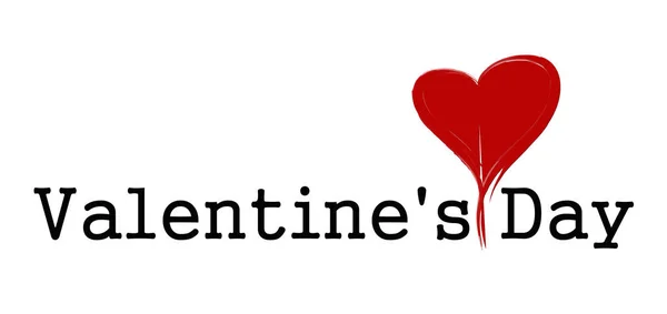 Leyendo Día San Valentín Corazón Rojo Sobre Fondo Blanco Banner — Foto de Stock