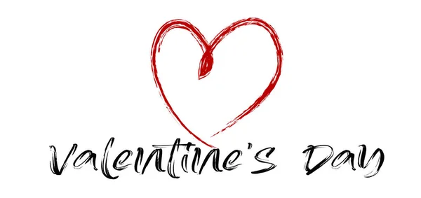 Sevgililer Günü Kutluyorum Kırmızı Kalp Beyaz Arka Planda Pankart Kartpostal — Stok fotoğraf