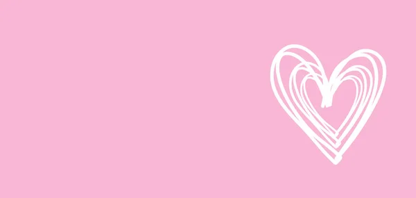 White Heart Pink Background Abstraction Illustration Banner Postcard — 스톡 사진