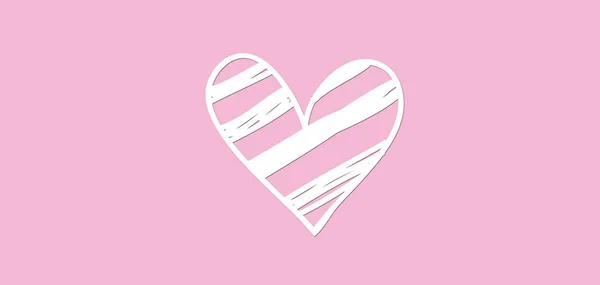 White Heart Pink Background Abstraction Illustration Banner Postcard — 스톡 사진