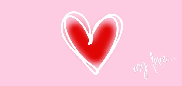 Heart Pink Background Astration Illustration Banner Postcard Inscription Love — Stockfoto