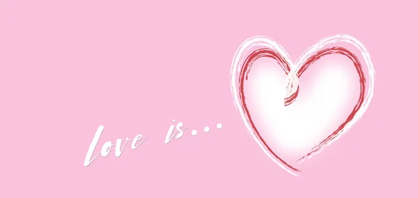 心脏在粉红的背景 说明和说明 横幅或明信片 登记爱情 — 图库照片