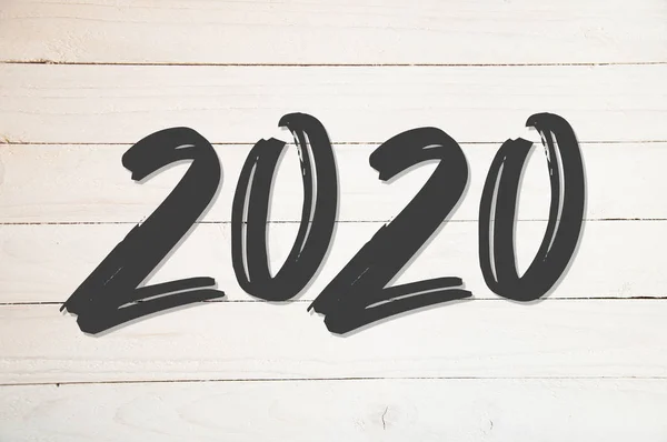 Grande Iscrizione 2020 Sfondo Bianco Legno Blu Rosso Nero — Foto Stock