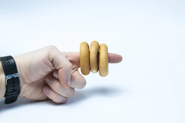 Donuts Secos Pasteles Los Dedos Sobre Fondo Blanco — Foto de Stock