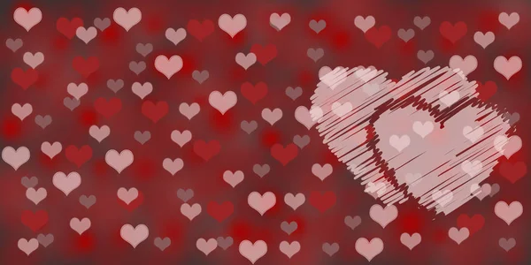 Banner Karta Valentýna Inscription Červené Bílé Srdce Bílém Pozadí Ilustrace — Stock fotografie