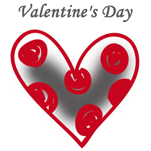 Banner Kaart Voor Valentijnsdag Rood Hart Witte Achtergrond — Stockfoto